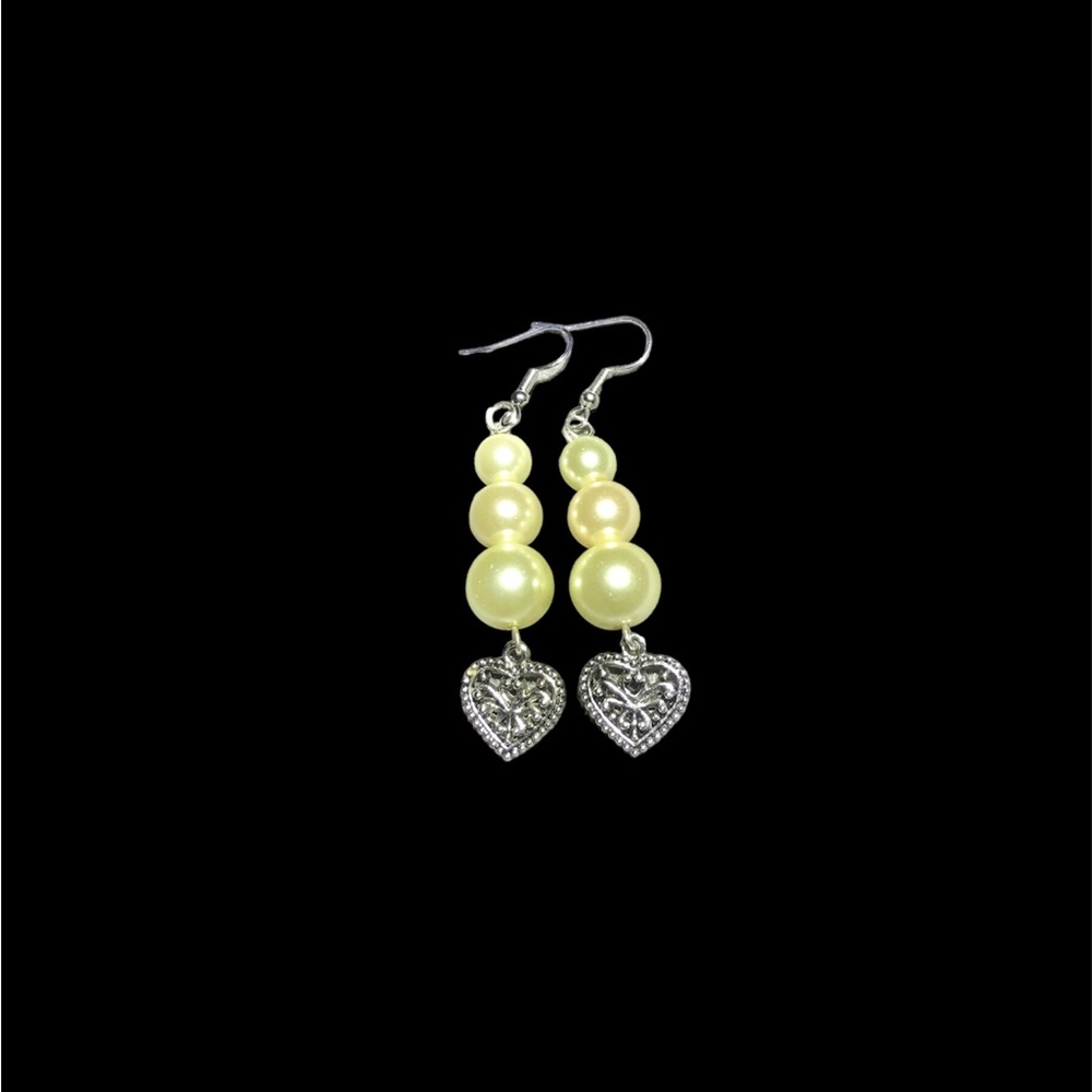 3 Tier Beaded Heart Earrings